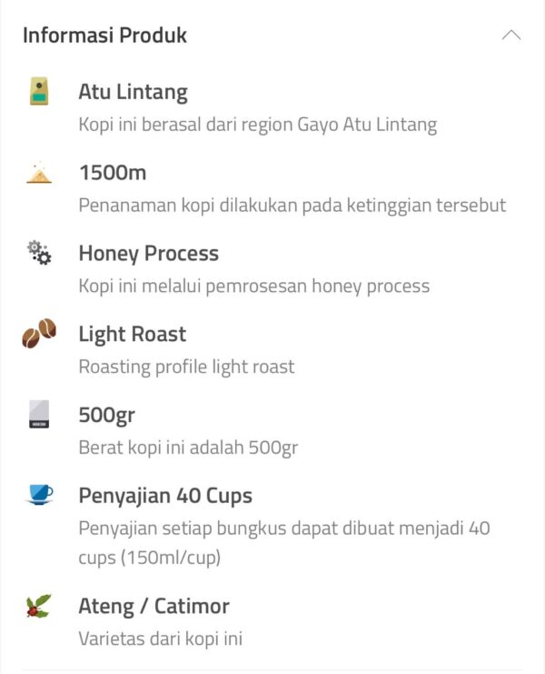 Arabica Aceh Gayo Honey Process 500gr - Image 2