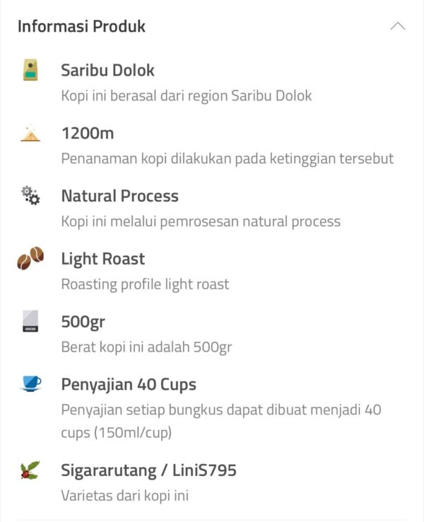Mandailing Arabica coffee 500g/200g - Image 3